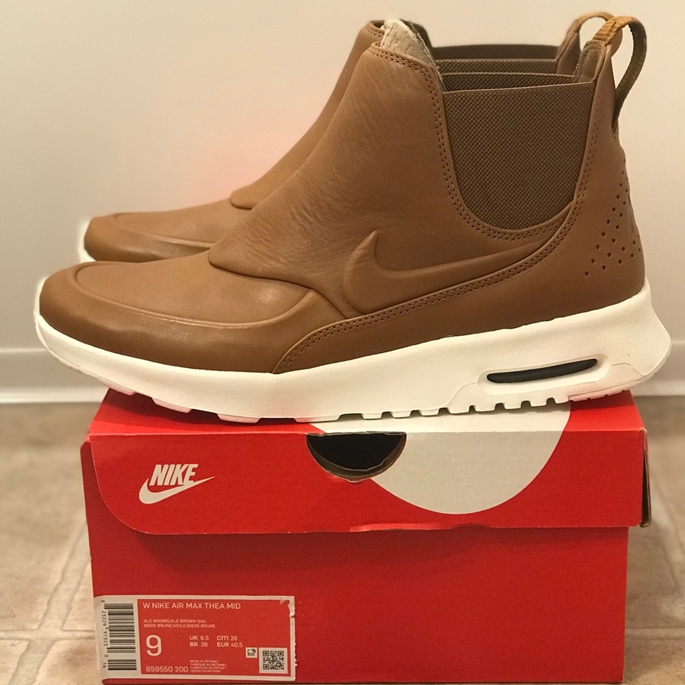 NEW Nike Air Max Thea Mid Sneaker Boot Tan Leather - Picture 5 of 8